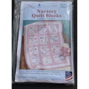 Jack Dempsey Needle Art Sunbonnet Girl Nursery Quilt Blocks Stamped Embroidery